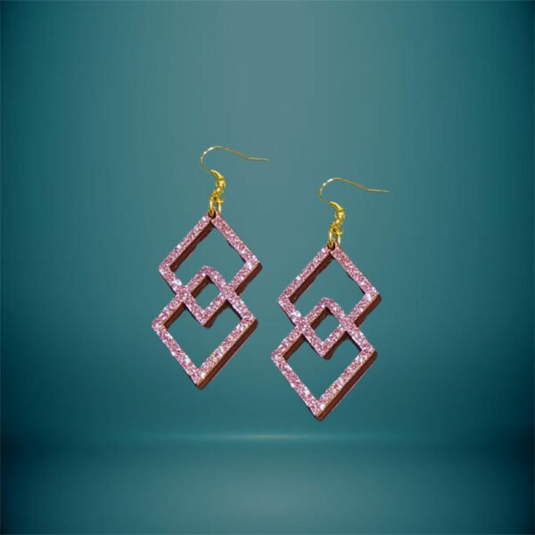 Σκουλαρίκια Ρόμβοι με Ρόζ Στραφταλιζέ - haraxe to