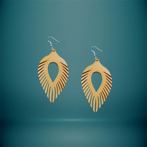 Σκουλαρίκια Ξύλινα Φτέρο με Σχέδια - haraxe to