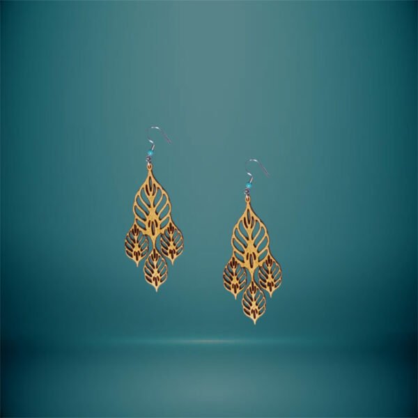 Σκουλαρίκια Ξύλινα Σχήμα Φύλλα με Κένα - haraxe to