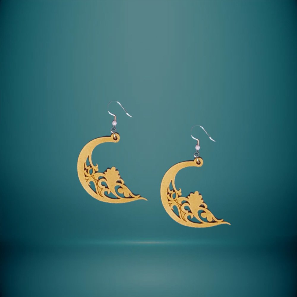 Σκουλαρίκια Ξύλινα Σχήμα Μισοφέγγαρου - haraxe to