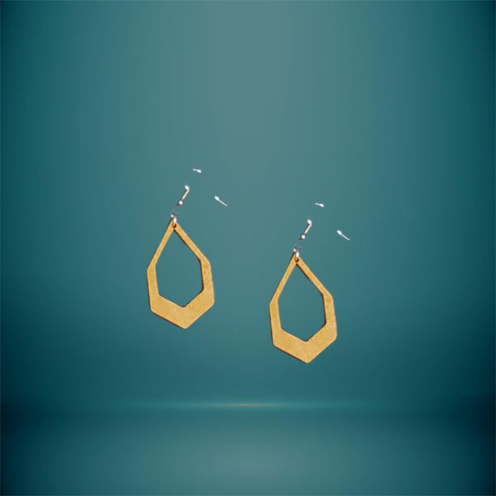 Σκουλαρίκια Ξύλινα Σχήμα Σταγόνας με Γωνίες - haraxe to