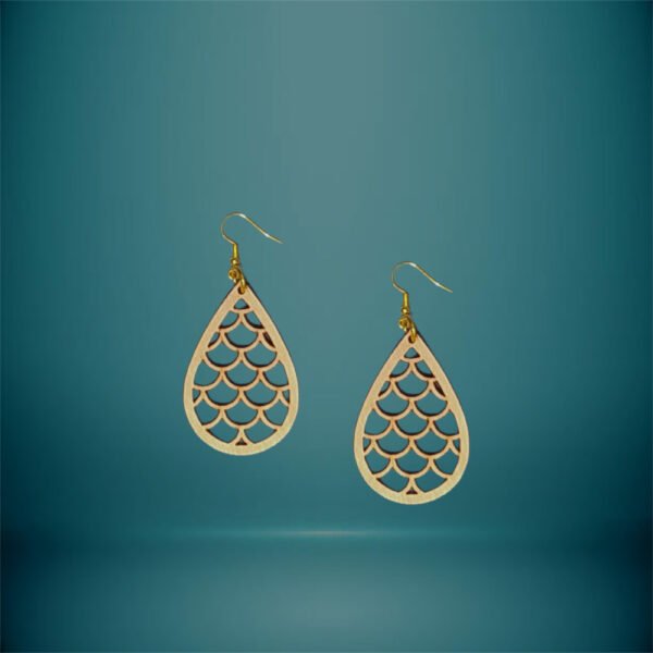 Σκουλαρίκια Ξύλινα Σχήμα Σταγόνας με Κενά - haraxe to