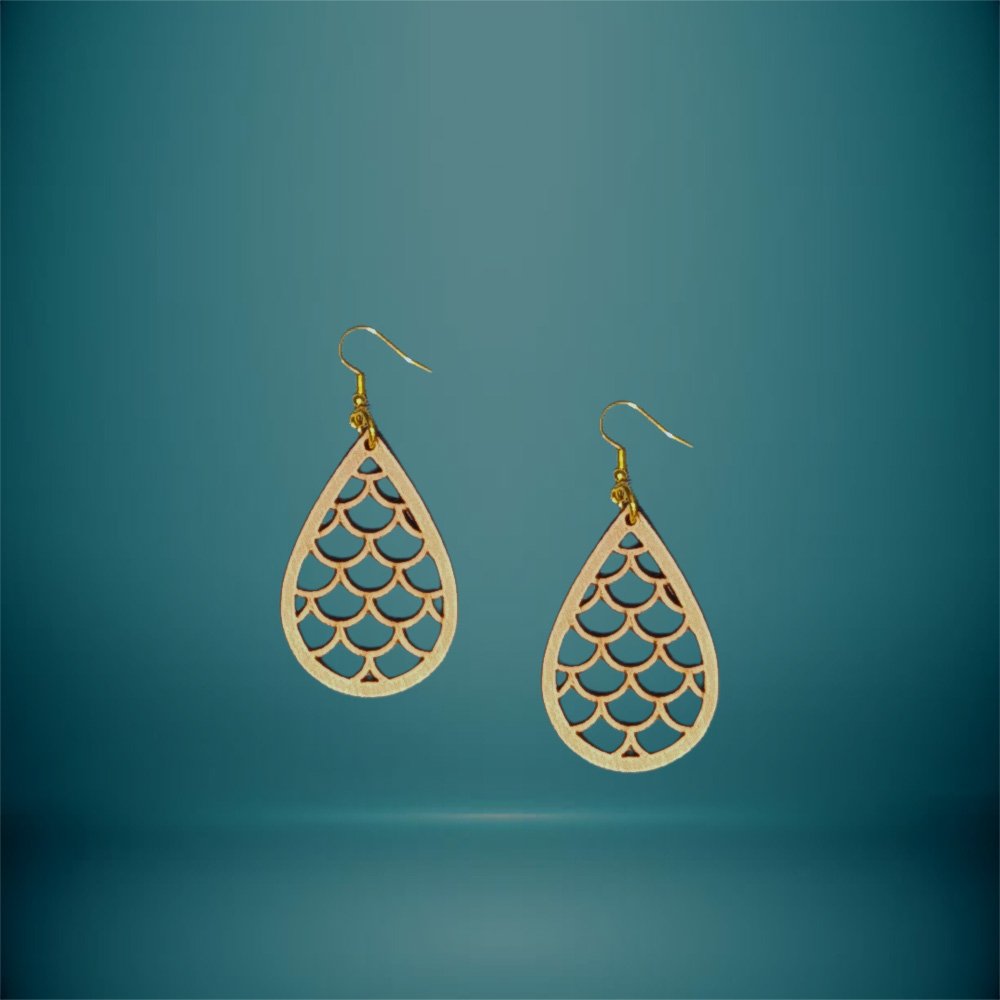 Σκουλαρίκια Ξύλινα Σχήμα Σταγόνας με Κενά - haraxe to